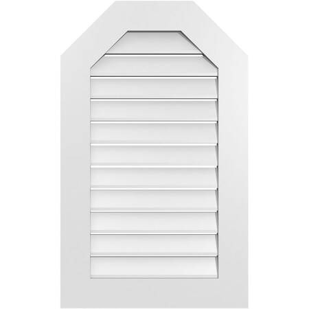 Ekena Millwork Octagonal Top Surface Mount PVC Gable Vent: Functional, w/ 3-1/2"W x 1"P Standard Frame, 22"W x 36"H GVPOT22X3601SF